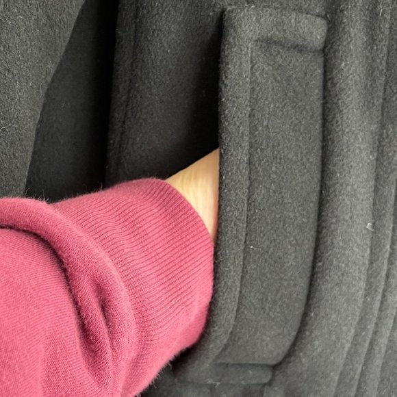 Macy's JM Collection Solid Black Wool Hooded Coat 22W - Picture 6 of 9